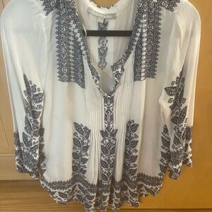 Daniel Rainn White and Navy Patterned Blouse from Stitch Fix